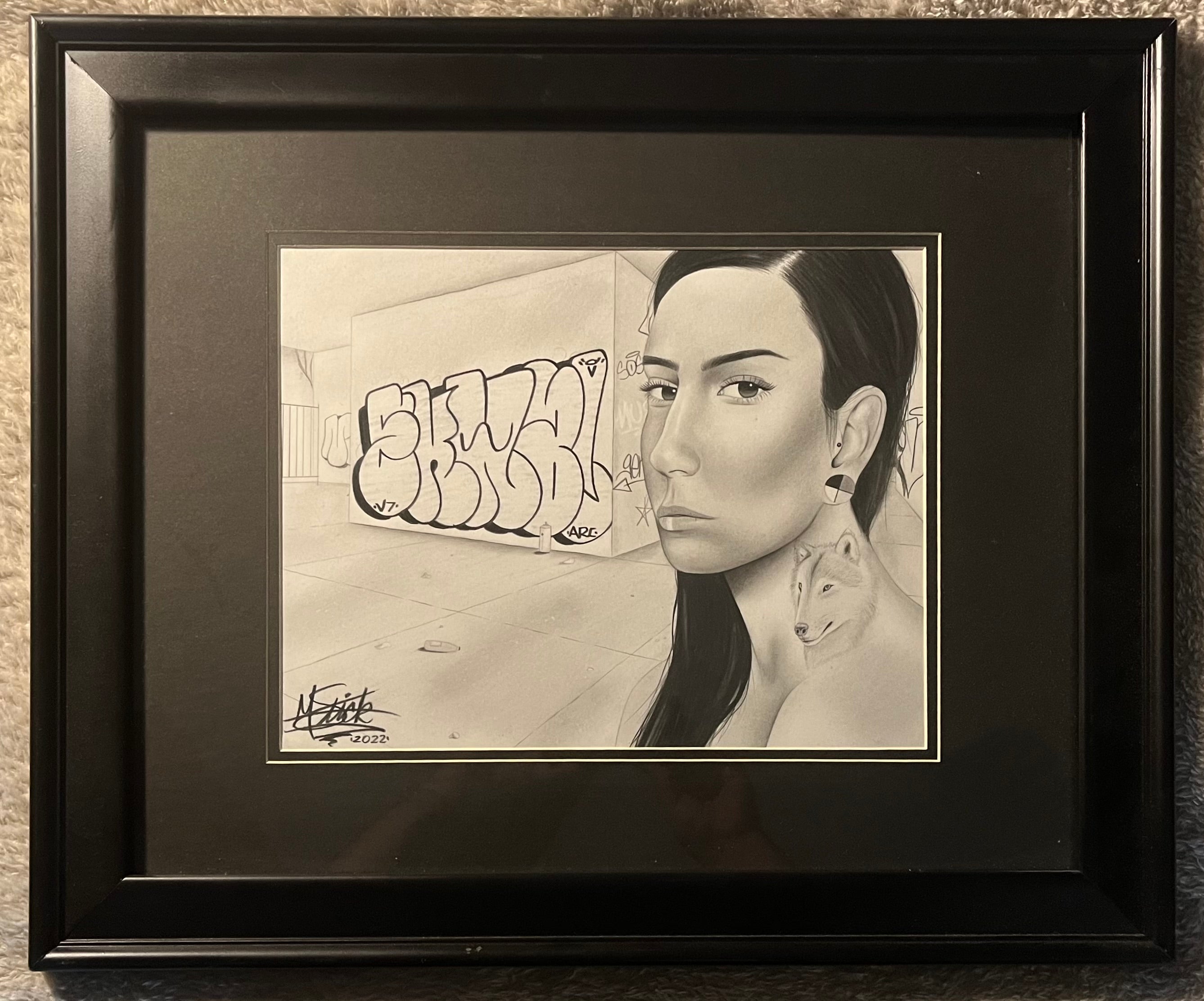 “Wolf Tattoo” (11x14”) Original Drawing by Matt “Ekwa” Stick